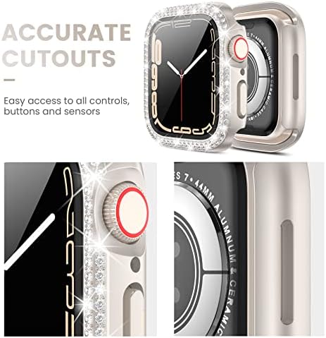 [3 חבילה] מותח עבור אפל שעון מסך מגן מקרה סדרת 8 & מגבר; 7 45 ממ אביזרים, שעון קשיח מחשב יהלומי